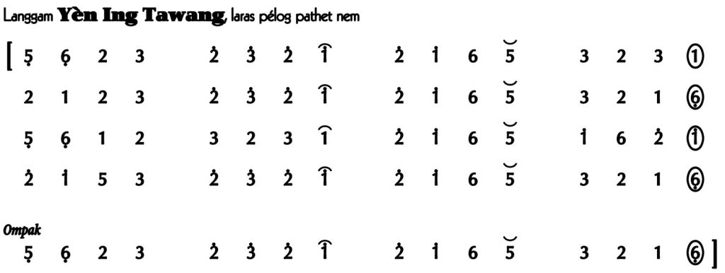Not Angka Langgam Yen Ing Tawang