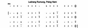 Notasi Ladrang Rumung Pelog 6