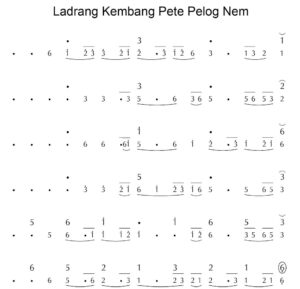 Notasi Gerongan Kembang Pete Pelog 6
