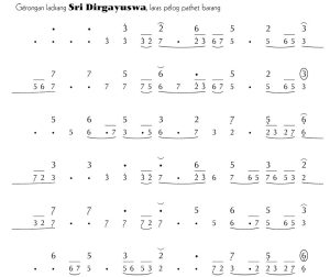 Notasi Gerongan Sri Dirgayuswa Pelog Barang