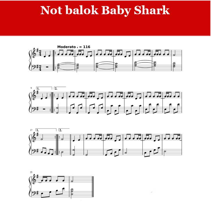 Not Balok Baby Shark Terbaru