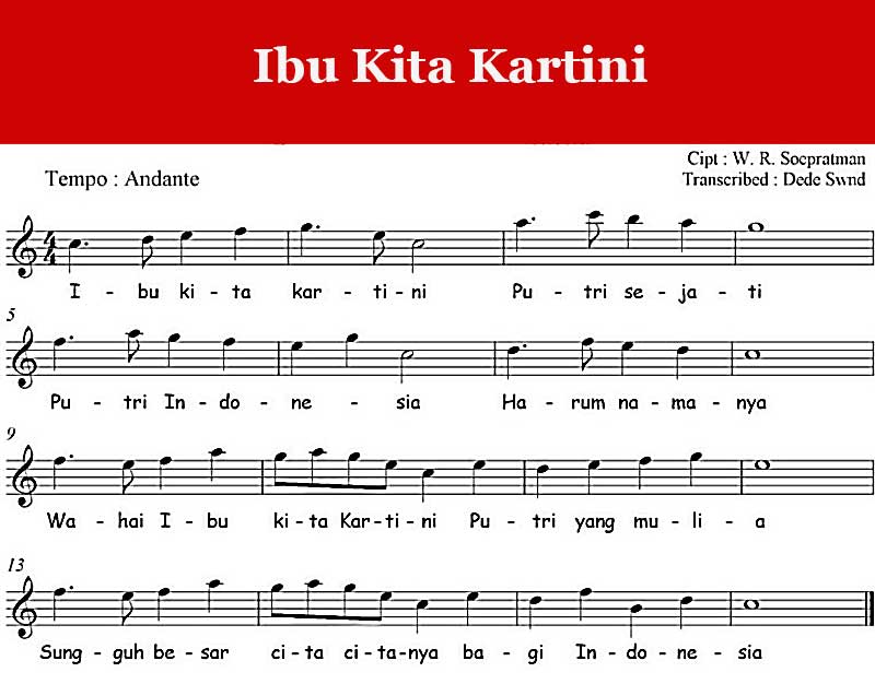 Not Balok Ibu Kita Kartini