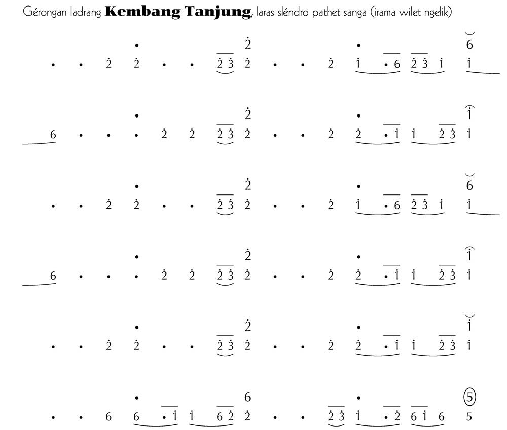 Notasi Gerongan Ladrang Kembang Tanjung Slendro 9