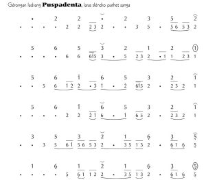 Notasi Gerongan Puspadenta Slendro 9