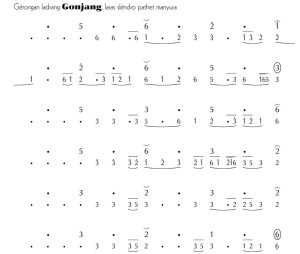 Notasi Gerongan Gonjang Slendro Manyura
