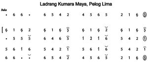 Notasi Ladrang Kumara Maya Pelog 5