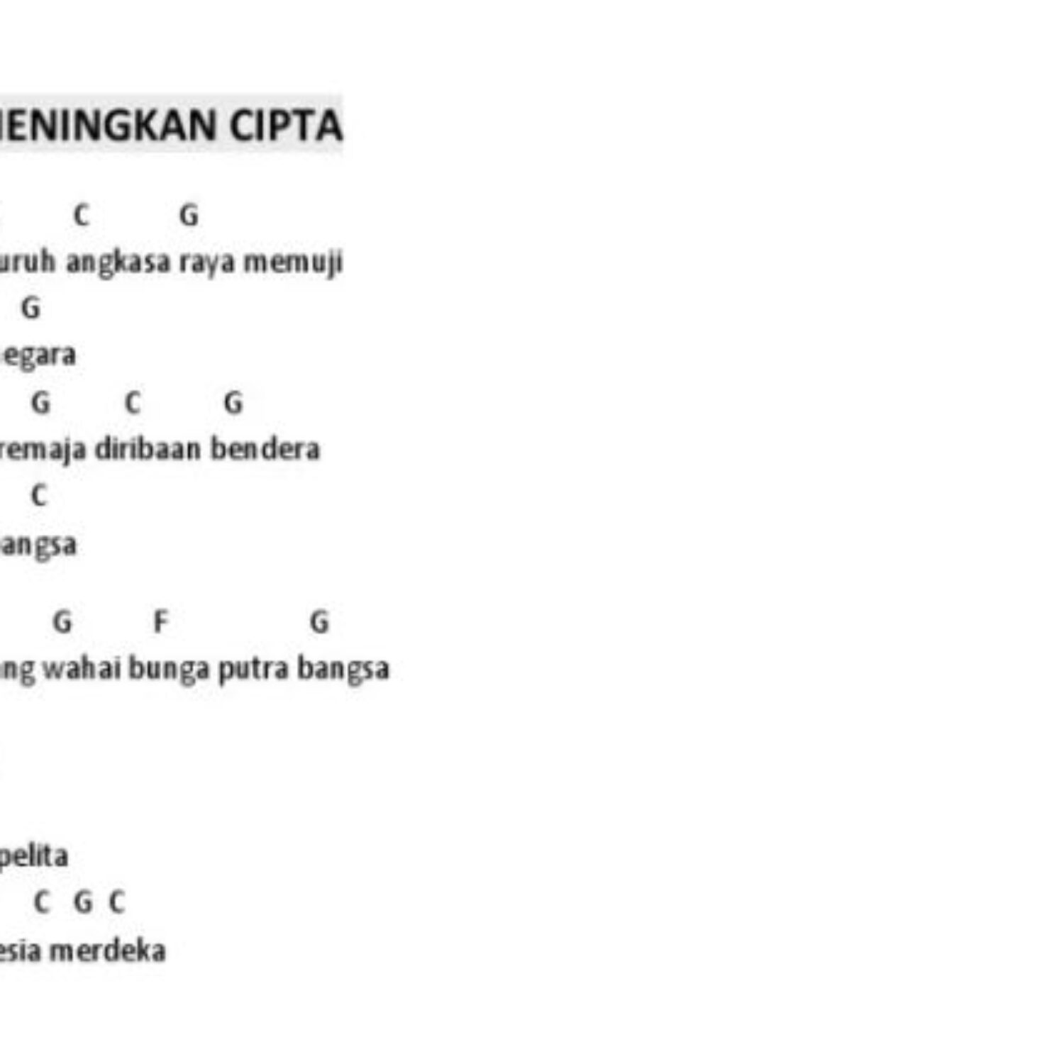 Chord Gitar Mengheningkan Cipta